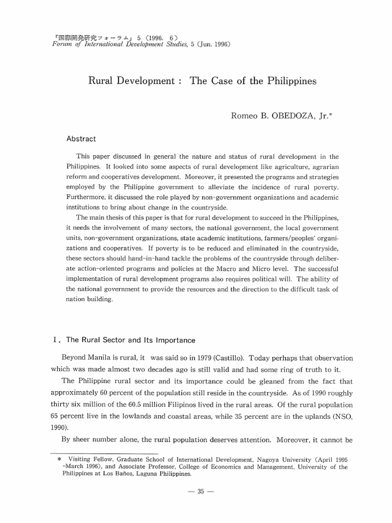 Rural Development - The Case of The Philippines | PDF