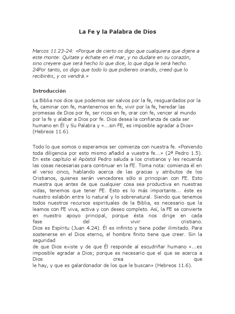 La Fe y La Palabra de Dios | PDF | Fe | Dios