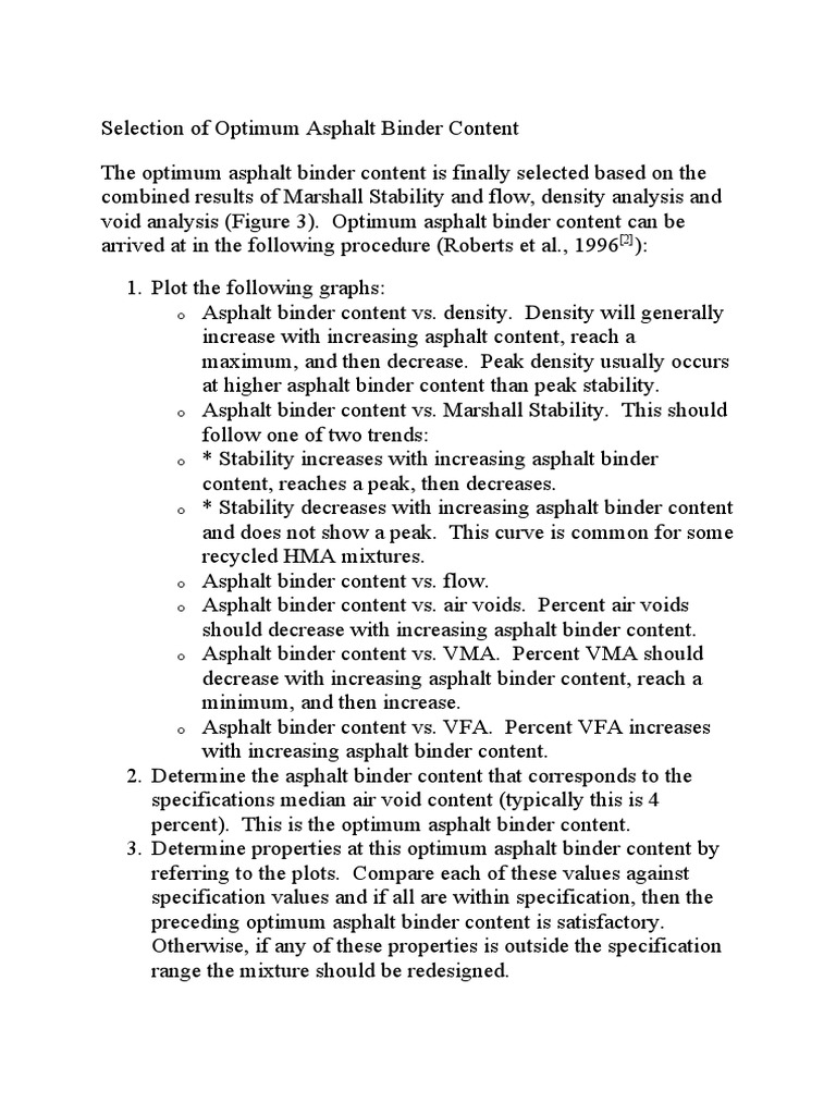 Selection of Optimum Asphalt Binder Content | PDF