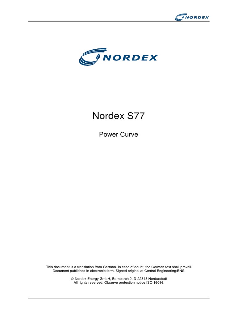S77 Power Curve en | PDF | Turbine | Wound