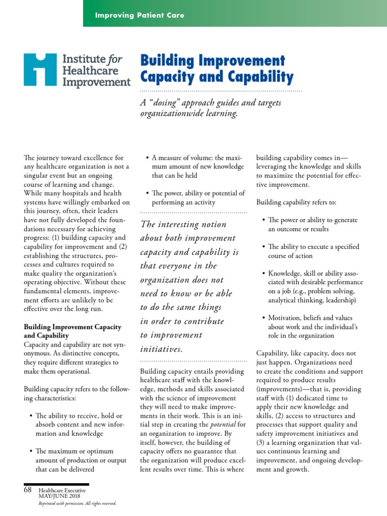 Building Improvement Capacity Capability PDF Science Knowledge