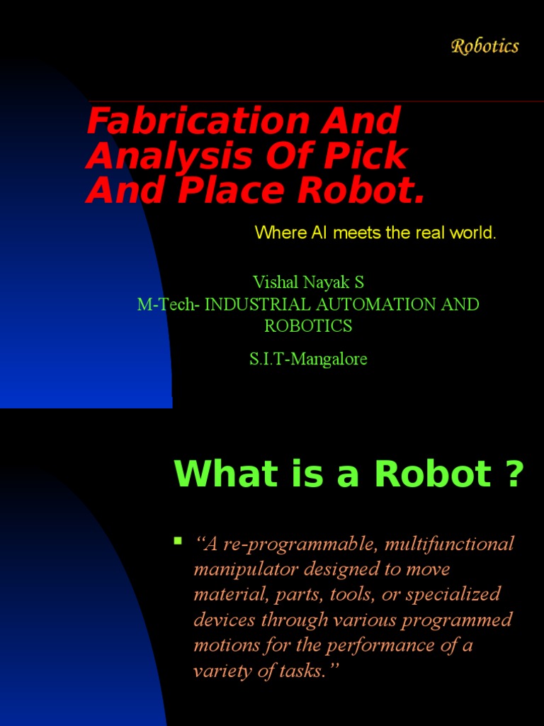 Pick and Place Robots | PDF | Machines | Robot
