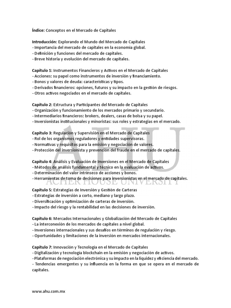 Conceptos Clave del Mercado de Capitales | PDF | Compartir (Finanzas ...