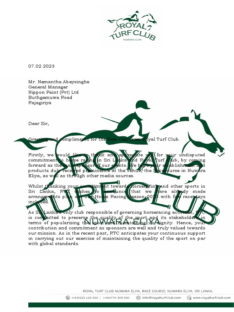 RTC Sponsorship Appreciation Letter | PDF