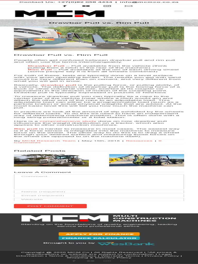 Drawbar Pull vs. Rim Pull - MCM - Multi Construction Machines | PDF ...