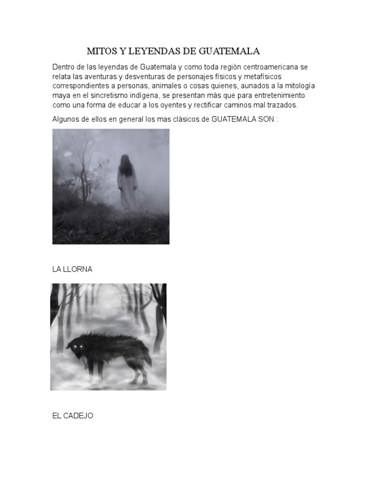 Mitos y Leyendas de Guatemala Mineduc | PDF