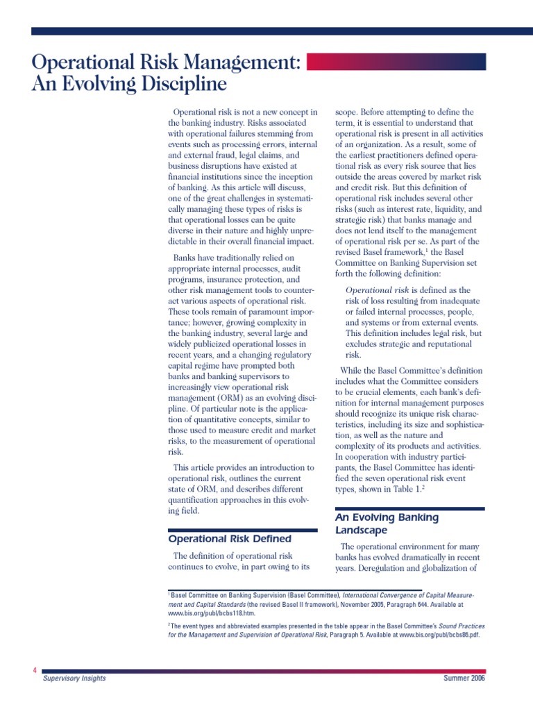 Operational Risk Management | PDF | Operational Risk | Basel Ii