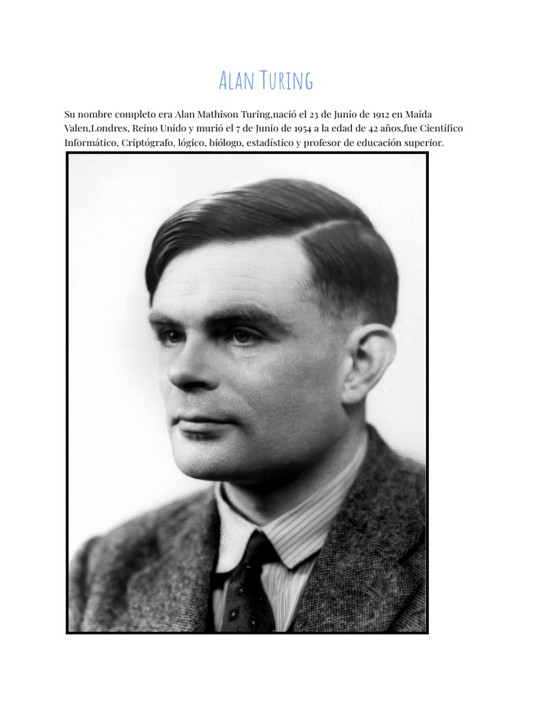 Alan Turing Proyecto de Investigación | PDF | Alan Turing | Ciencias de ...