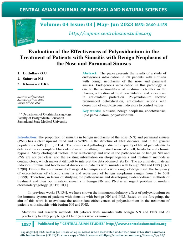 Evaluation of The Effectiveness of Polyoxidonium in The Treatment of ...