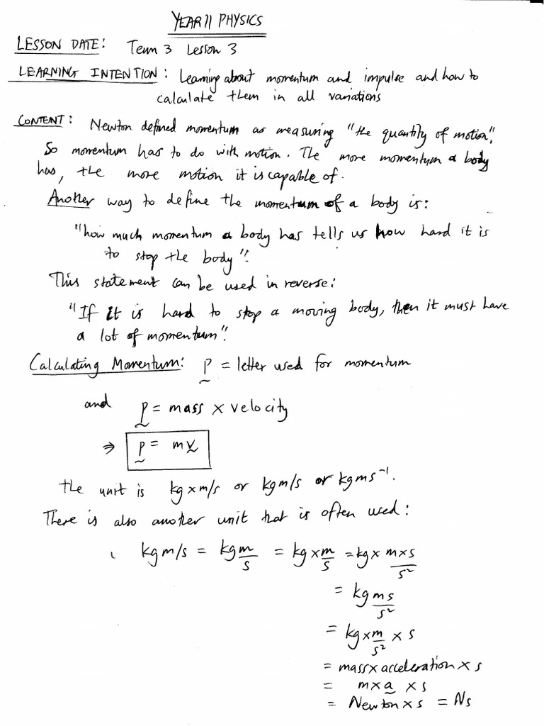 Momentum And Impulse Pdf