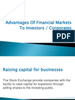 Advantages of Financial Markets To Investors / Corporates