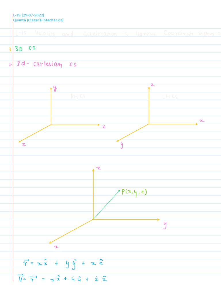 Velocity and Acceleration in Different Coordinate System | PDF