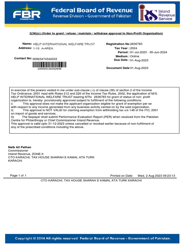 Tax Exemption Certificate 2023 2024 PDF