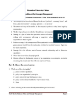 Strategic Management Work Sheet