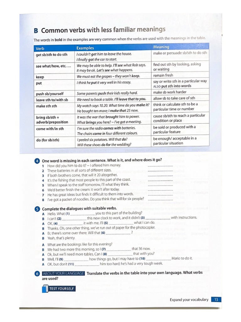 L3 Common Verbs With Less Familiar Meanings | PDF