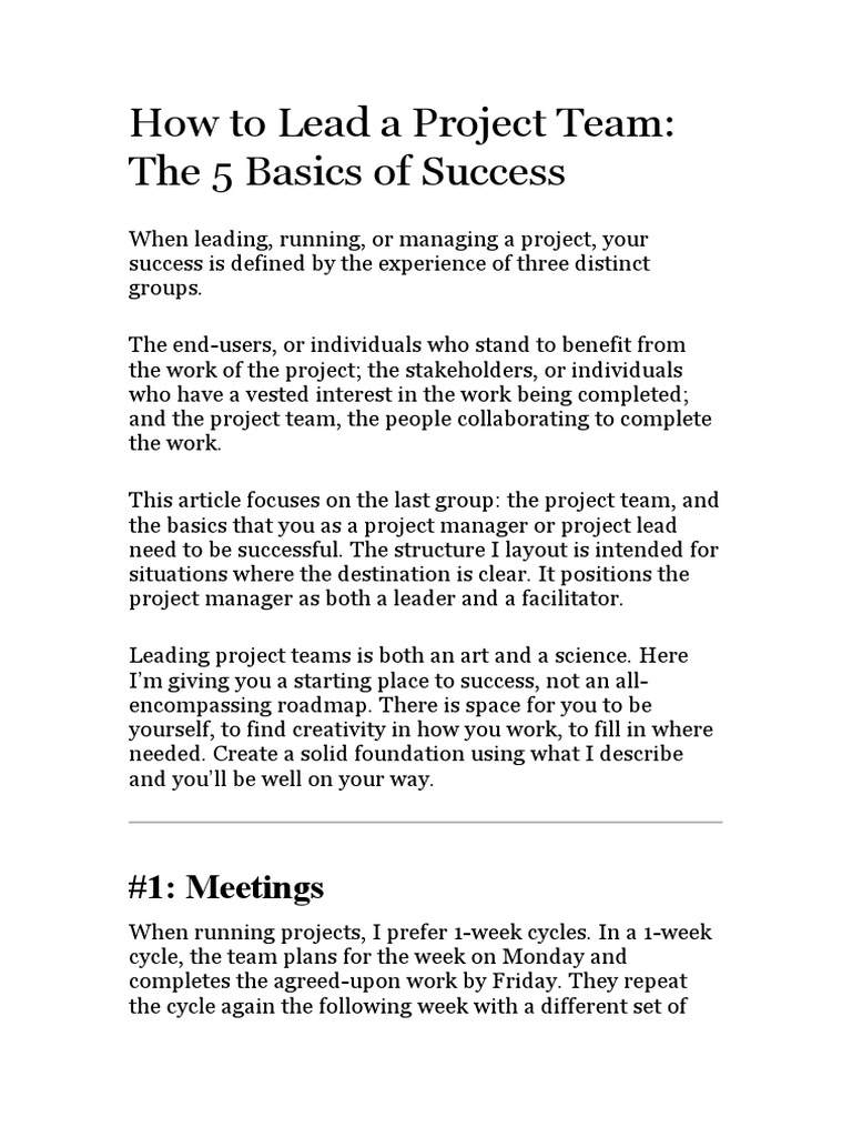 Leading a Successful Project Team | PDF | Experience | Communication
