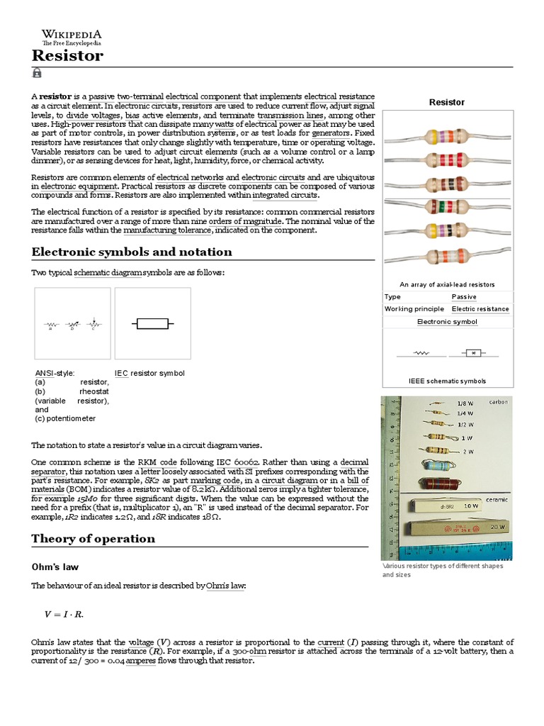 Resistor PDF Resistor Electrical Resistance And Conductance