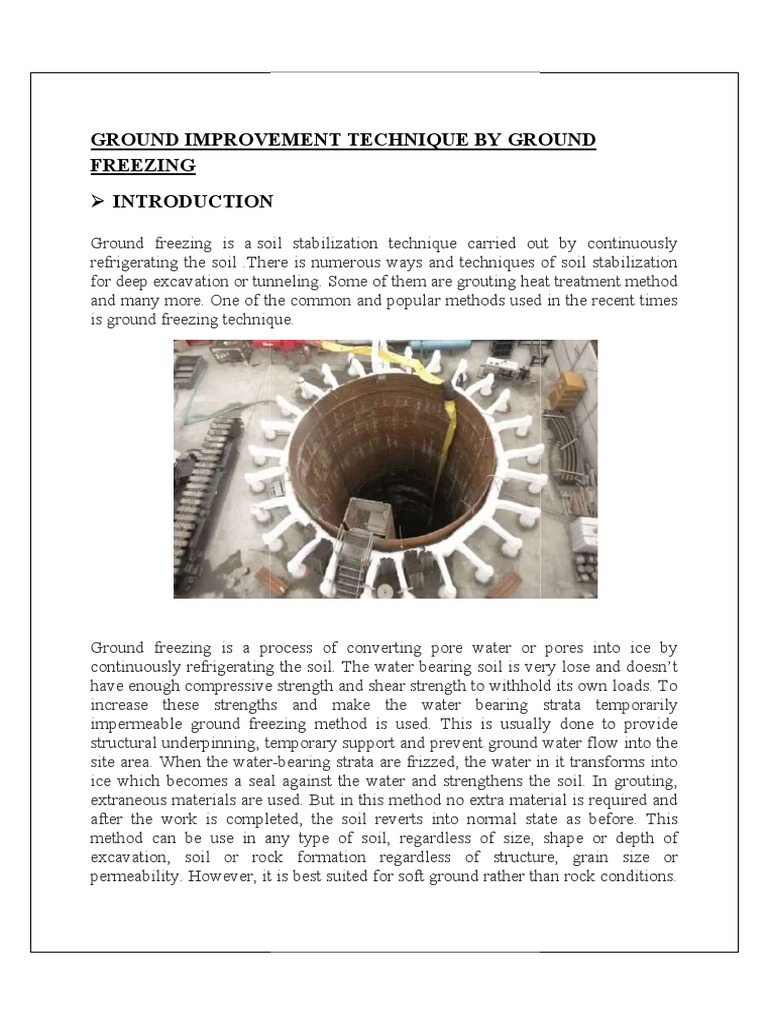 Ground Improvement Technique by Ground Freezing Round Improvement