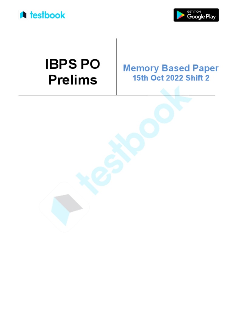 IBPS PO Prelims Memory Based Test (15th Oct 2022 Shift 2) (English ...