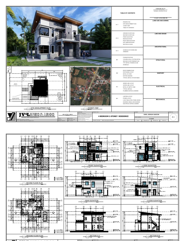 4 Bedroom 2 Storey Residence | PDF | Building Engineering | Buildings