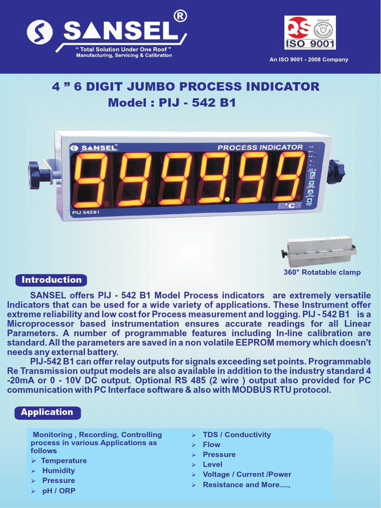 4 6 Digit Jumbo Process Indicator | PDF | Thermocouple | Analog To ...