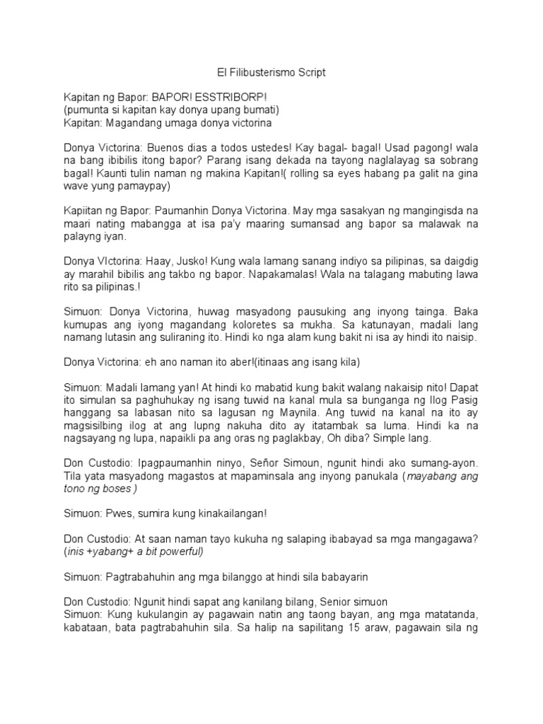 El Filibusterismo Script | PDF