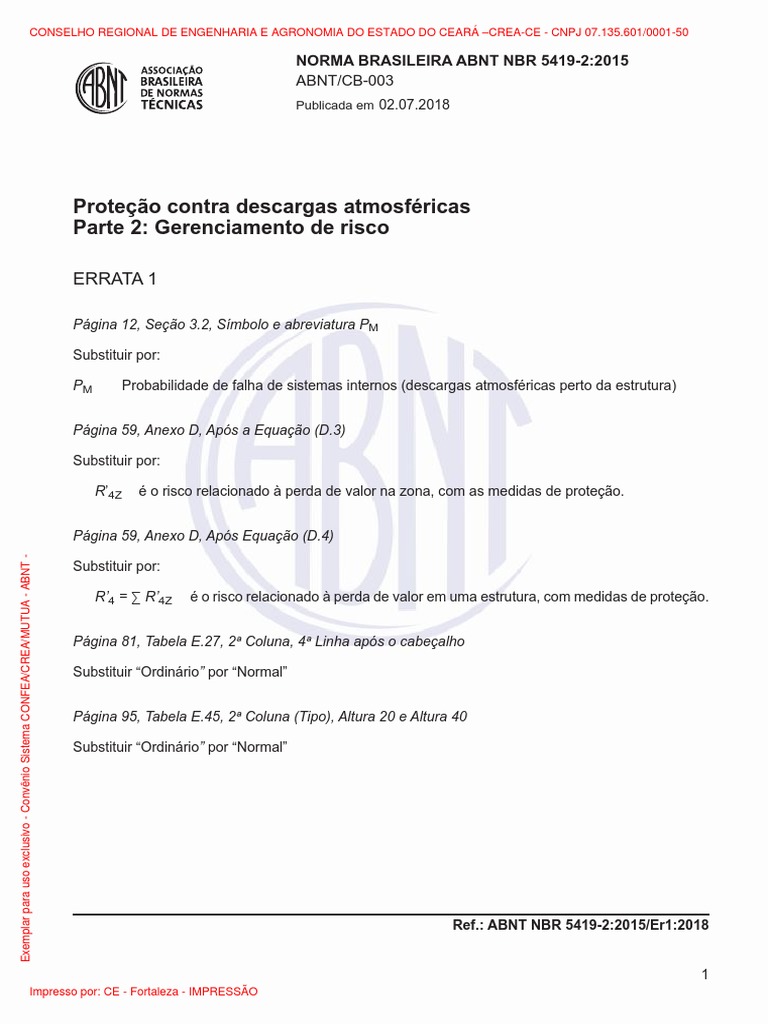 ABNT NBR 5419-2-2015 Errata 1-2018 | PDF