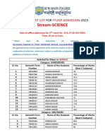 Science Second Merit List For Fyugp Admission