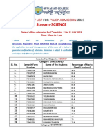 Science First Merit List For Fyugp Admission