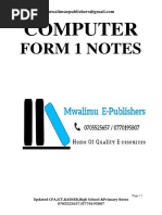 Form One Computer Studies Notes | PDF | Computer Keyboard | Computer File