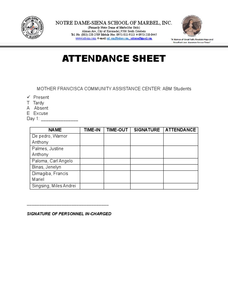Attendance Sheet III | PDF