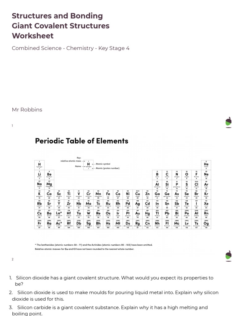 Giant Covalent Structures in Chemistry | PDF | Ion | Chemical Bond
