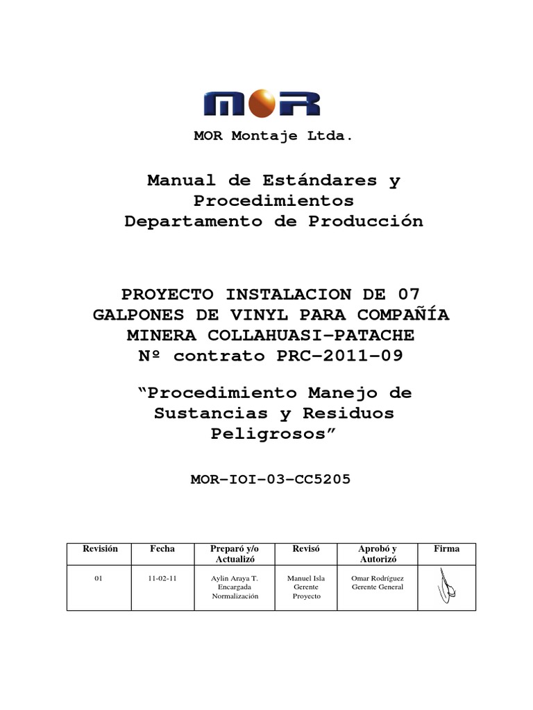 Procedimiento Manejo Residuos Peligrosos | PDF | Residuos | Seguridad y ...