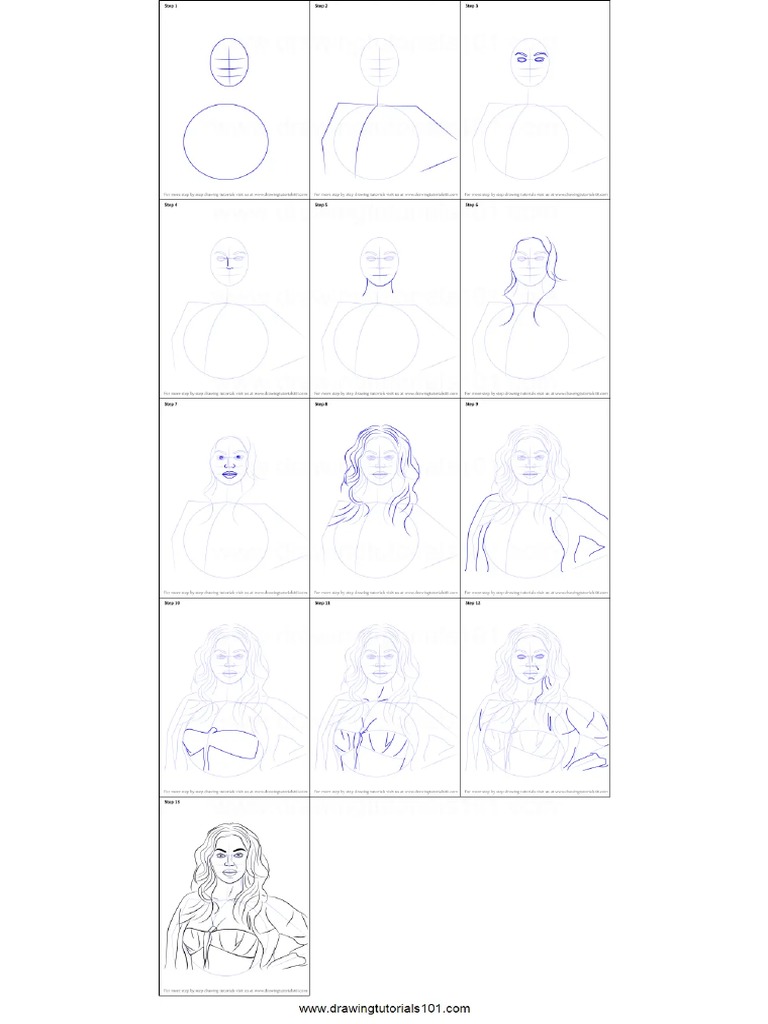 How To Draw Beyonce Step by Step PNG PDF