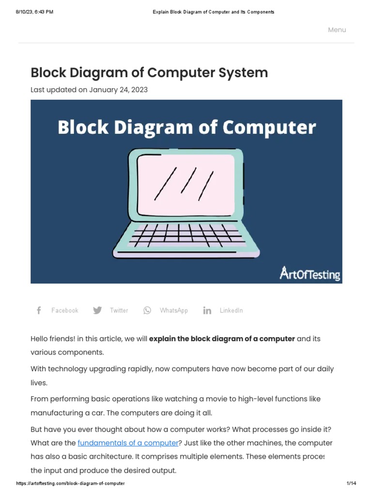 Explain Block Diagram of Computer and Its Components | PDF | Computer ...