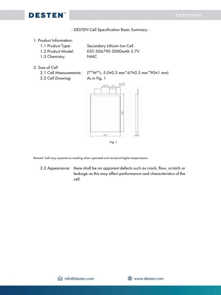 DESTEN DST-506790 Battery Specs | PDF | Lithium Ion Battery | Nature