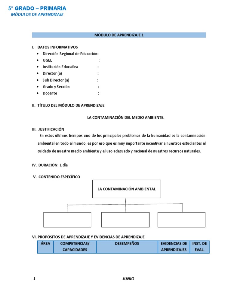 7 Módulos de Aprendizaje 5° - Junio | PDF | Entorno natural | Aprendizaje