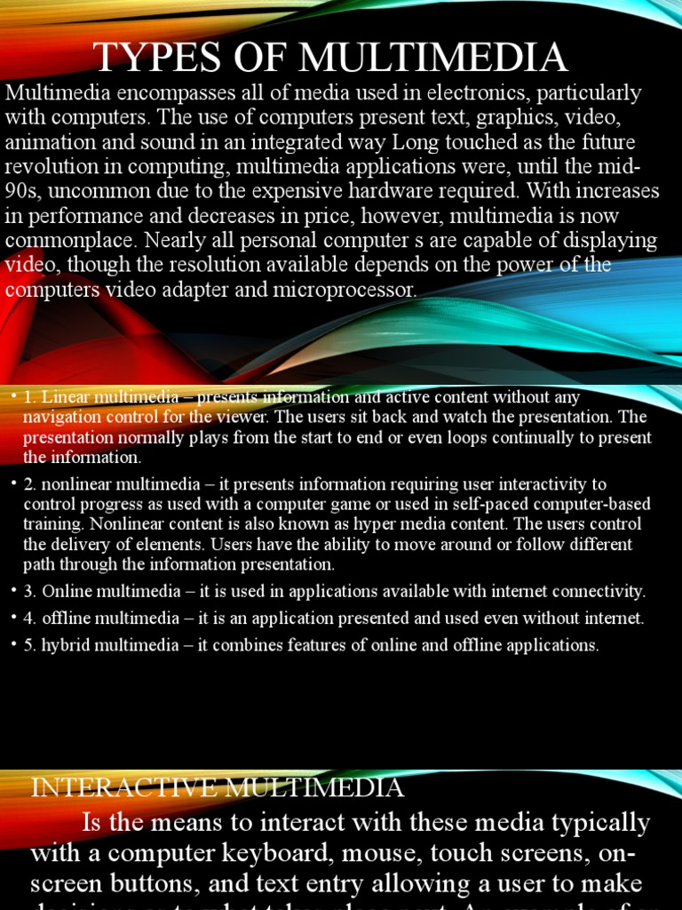 Types of Multimedia | PDF | Multimedia | Virtual Reality