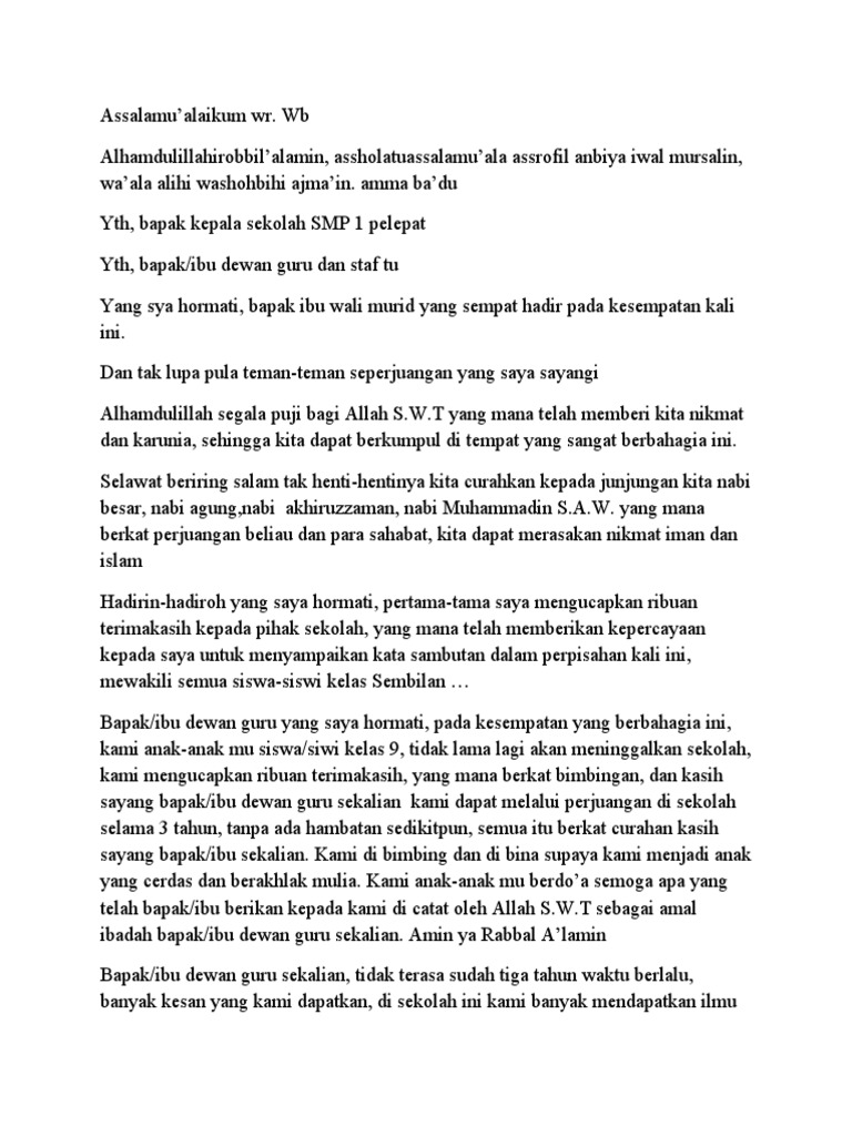 Contoh Pidato Perpisahan SMP | PDF