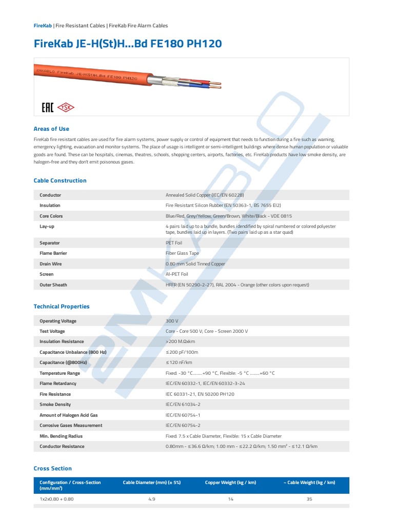 FireKab PH120 Fire Resistant Cables | PDF | Materials Science | Chemistry
