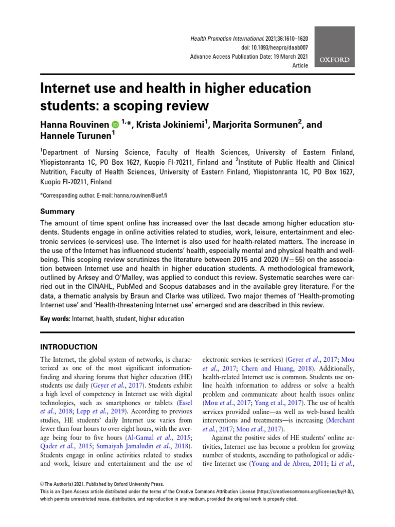 Internet Use and Health in Students | PDF | Mental Disorder | Social Media