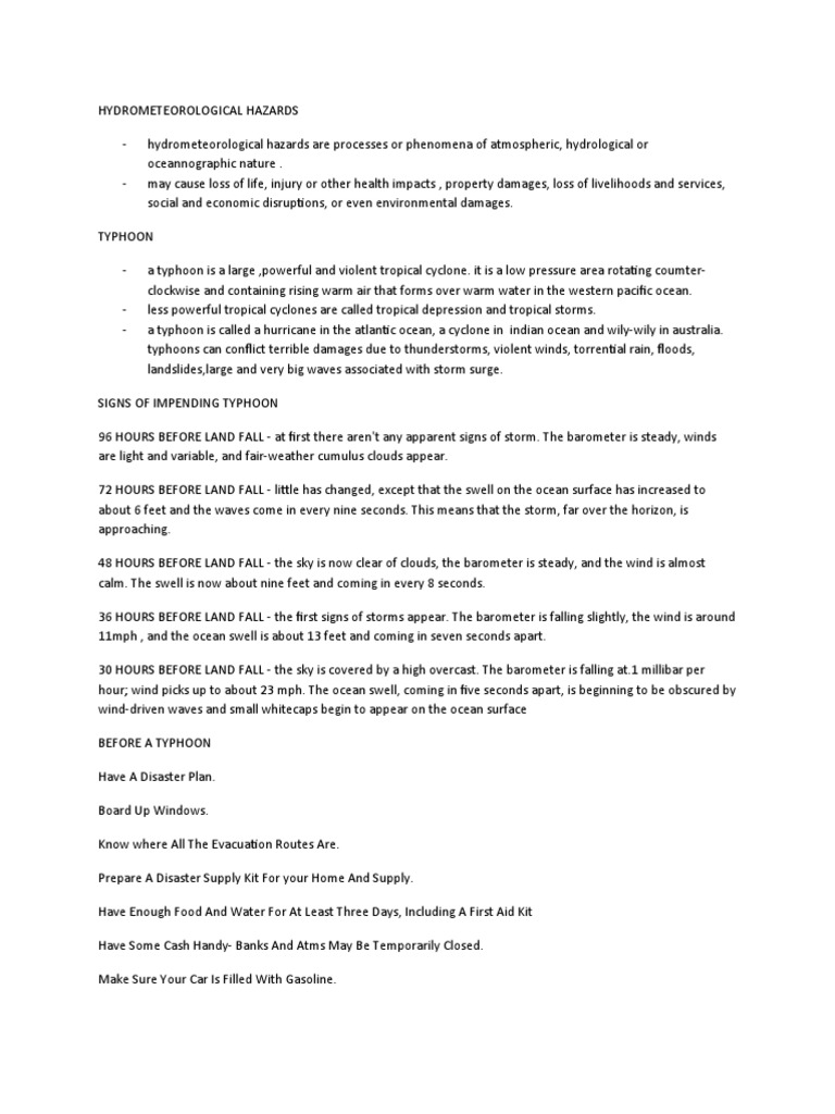 Hydrometeorological Hazards Pdf Tropical Cyclones Flood