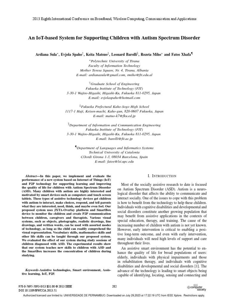An IoT-Based System For Supporting Children With Autism Spectrum ...