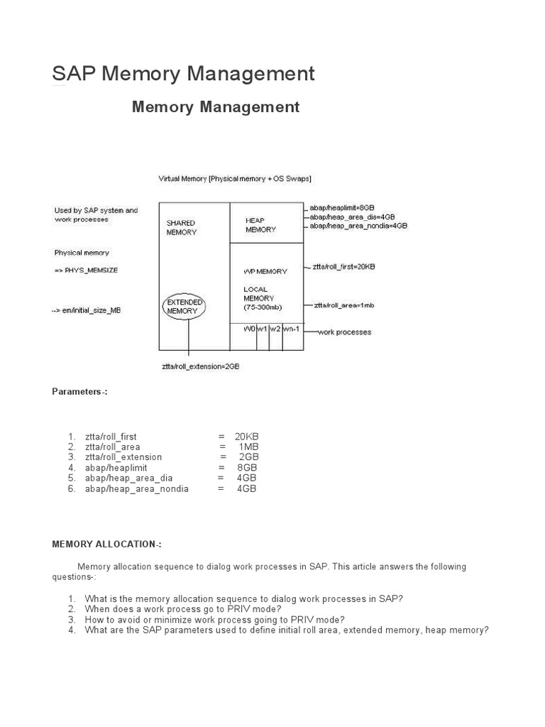 SAP Memory Management Parameters Explained | PDF | Operating System ...