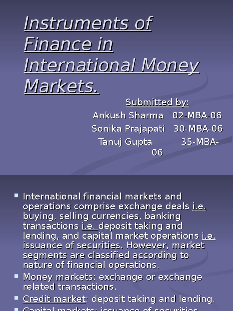Instruments of Finance in International Money Markets | PDF ...