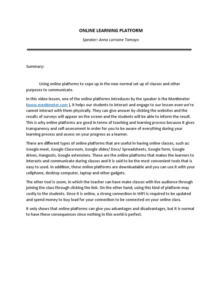 Online Learning Platform Pdf