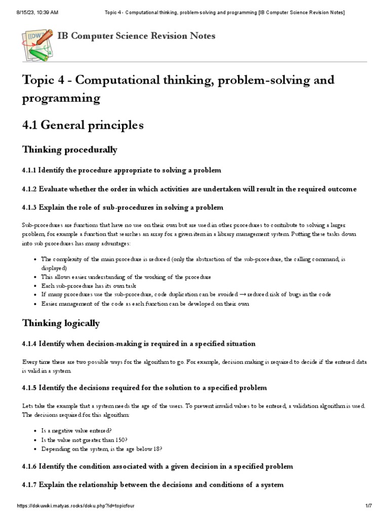 Topic 4 - Computational Thinking, Problem-Solving and Programming (IB ...