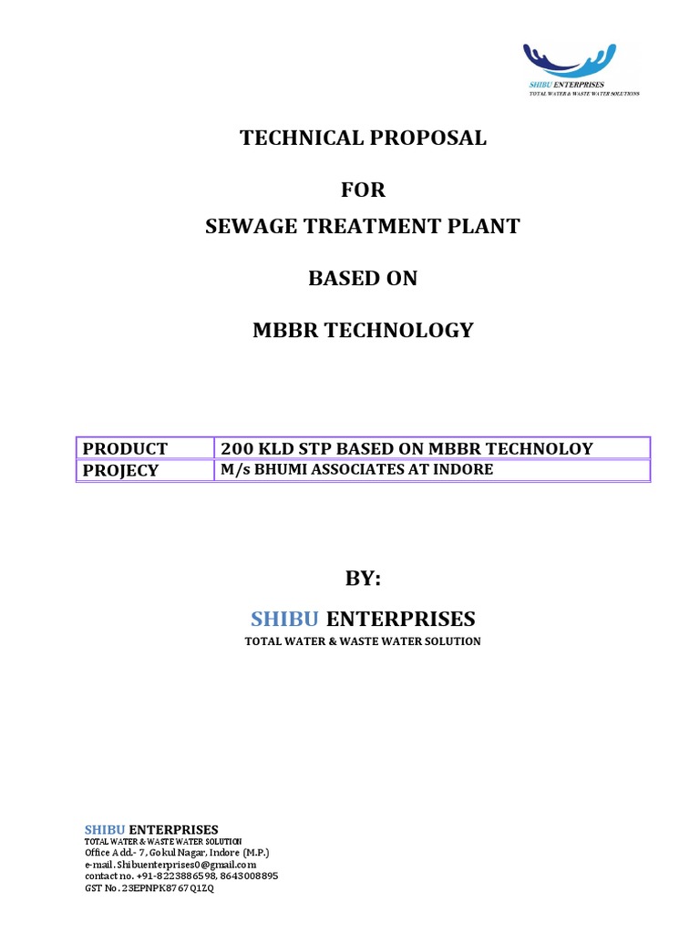 STP Proposal for 200 KLD MBBR System | PDF | Sewage Treatment | Filtration