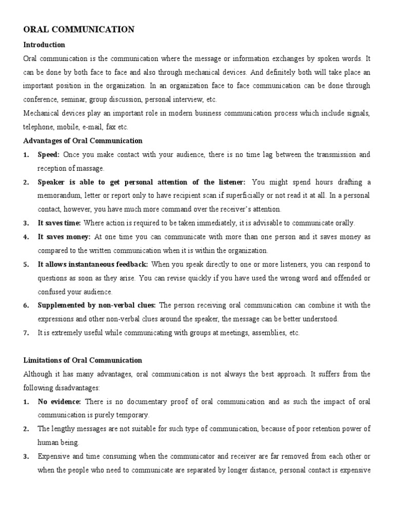 Oral Communication Pdf Nonverbal Communication Communication
