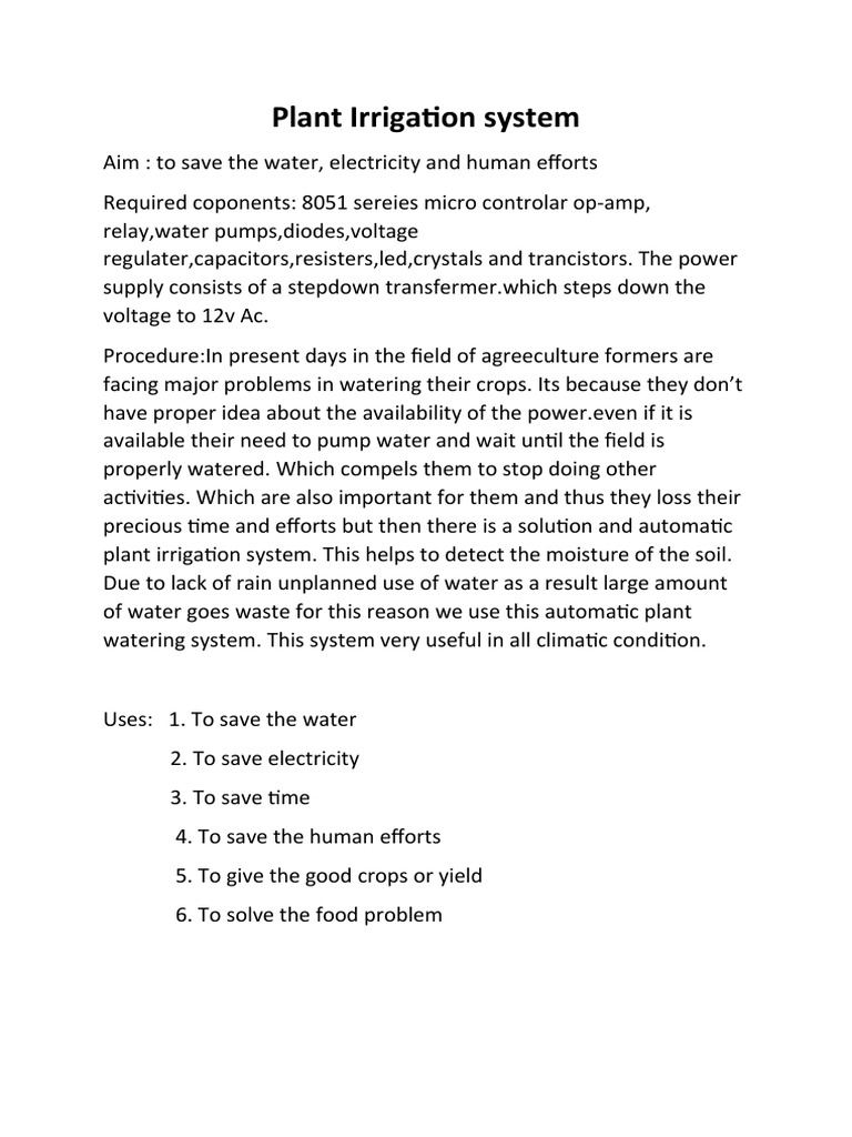 Plant Irrigation System PDF